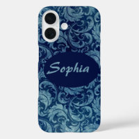 Elegant Blue Vintage Damask Pattern
