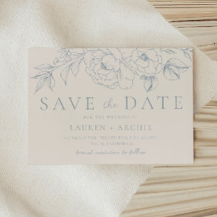 Elegant Blue Vintage Floral Wedding Save The Date