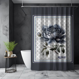 Elegant Blue Vintage French Toile Chinoiserie Shower Curtain