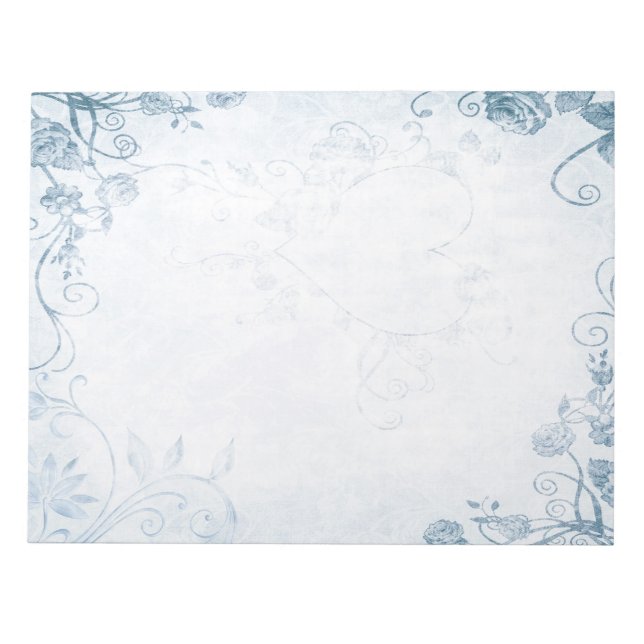 Elegant Blue Vintage Notepad (Front)