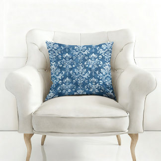 ELEGANT BLUE VINTAGE PATTERNED CUSHION