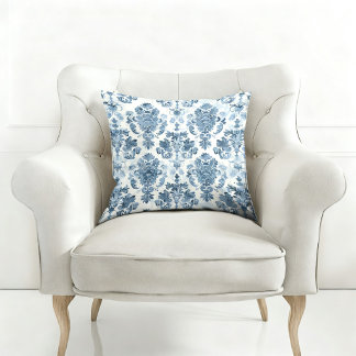 ELEGANT BLUE VINTAGE PATTERNED CUSHION