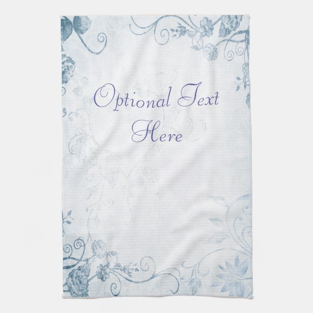Elegant Blue Vintage Tea Towel (Vertical)