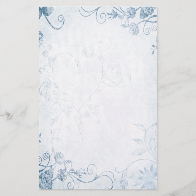 Elegant Blue Vintage Wedding Stationery (Front)