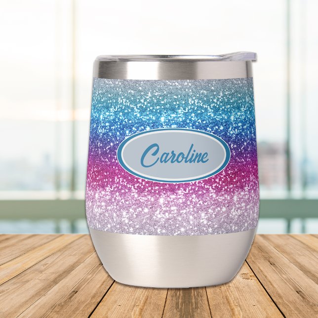 Elegant Blue Violet Pink Silver Glitter Monogram (Creator Uploaded)
