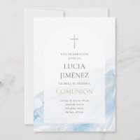 Elegant Blue Watercolor Arch First Communion