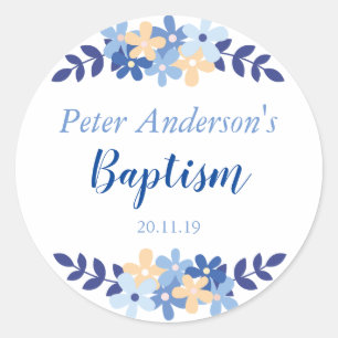 Elegant Blue Watercolor Baptism Sticker