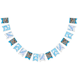 Elegant Blue Watercolor Bunting Flags Party Garla