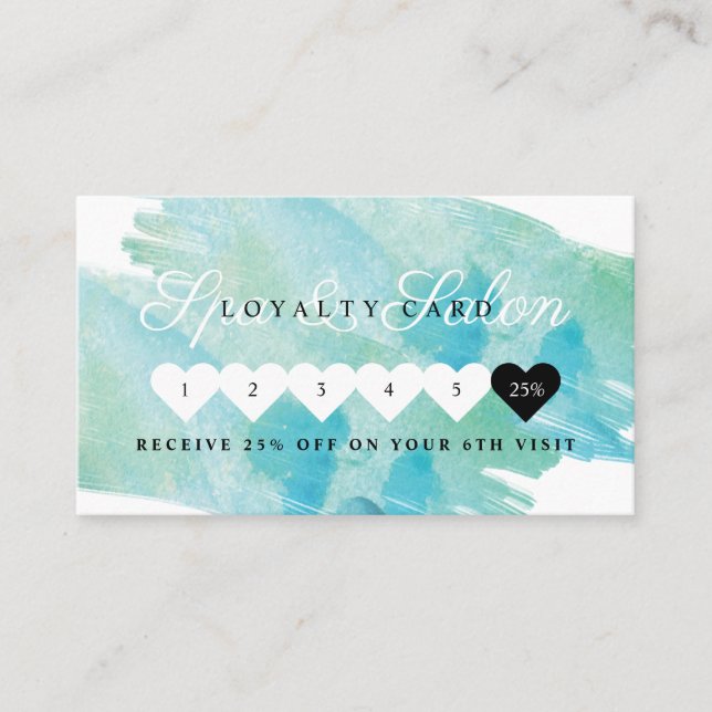Elegant Blue Watercolor Dragonfly Salon & Spa Loyalty Card (Front)