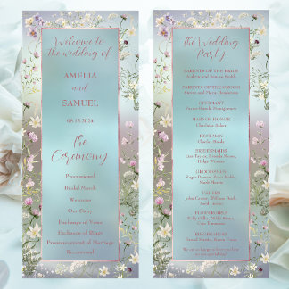 Elegant Blue Watercolor Floral Flat Program Programme