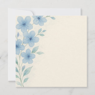 Elegant Blue Watercolor Floral Greeting Card