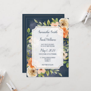 Elegant Blue Watercolor Floral Invitation