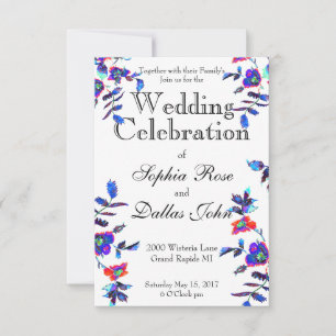 Elegant blue watercolor floral invitation