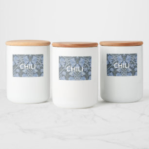 Elegant Blue Watercolor Floral Pattern Food Label