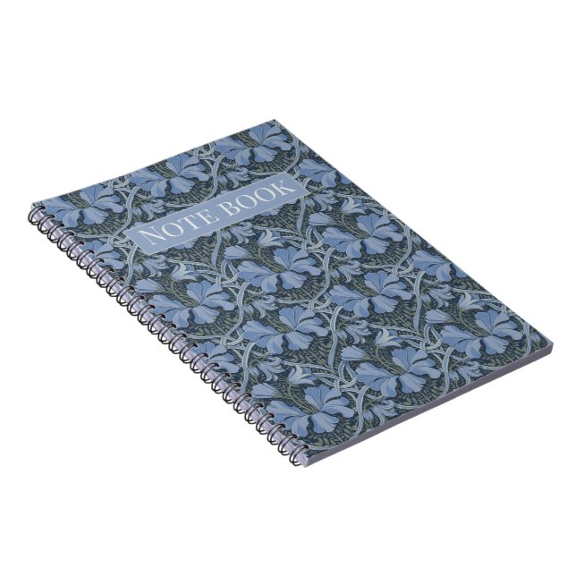 Elegant Blue Watercolor Floral Pattern Invitation Notebook (Right Side)