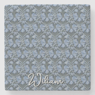 Elegant Blue Watercolor Floral Pattern Invitation Stone Coaster