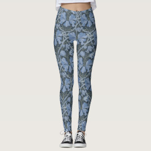 Elegant Blue Watercolor Floral Pattern Leggings