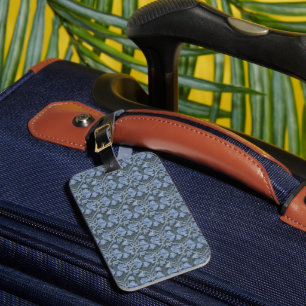 Elegant Blue Watercolor Floral Pattern Luggage Tag