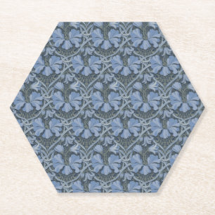 Elegant Blue Watercolor Floral Pattern Paper Coaster