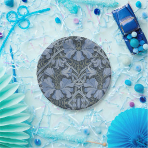 Elegant Blue Watercolor Floral Pattern Paper Plate
