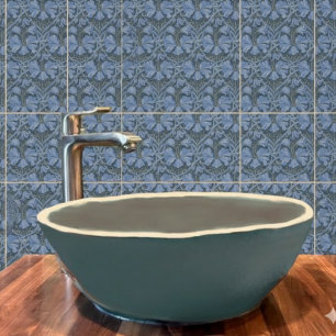Elegant Blue Watercolor Floral Pattern Tile