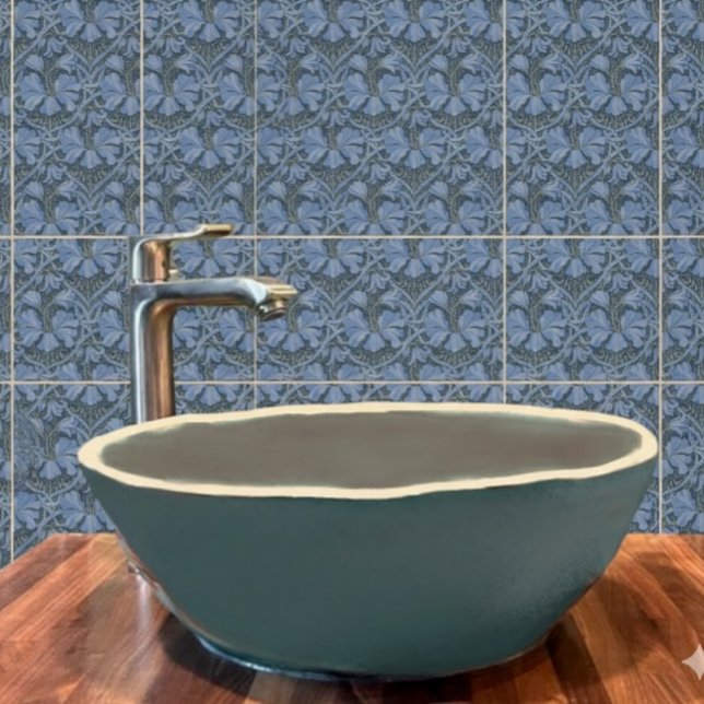 Elegant Blue Watercolor Floral Pattern  Tile (Creator Uploaded)