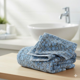 Elegant Blue Watercolor Floral Pattern Wash Cloth