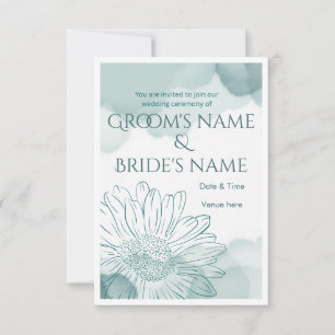 Elegant Blue Watercolor Floral Wedding Invitation
