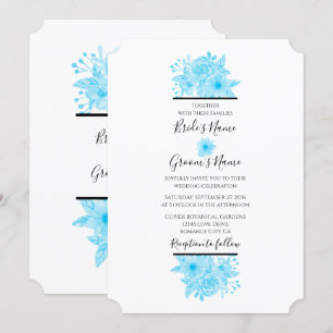 Elegant Blue Watercolor Floral Wedding Invitations