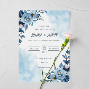 elegant Blue Watercolor flower wedding