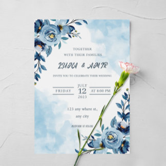 elegant Blue Watercolor flower wedding