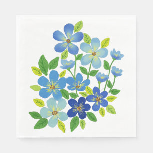 Elegant Blue Watercolor Flowers 04 Napkin