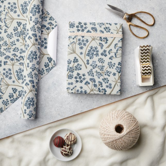 Elegant Blue Watercolor Flowers Wrapping Paper (Elegant Blue Watercolor Flowers Wrapping Paper from Studio Posies
)
