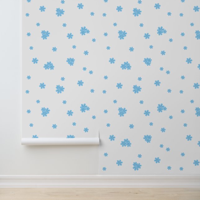 Elegant blue Watercolor Hand-Painted Botanical  Wallpaper (Application)