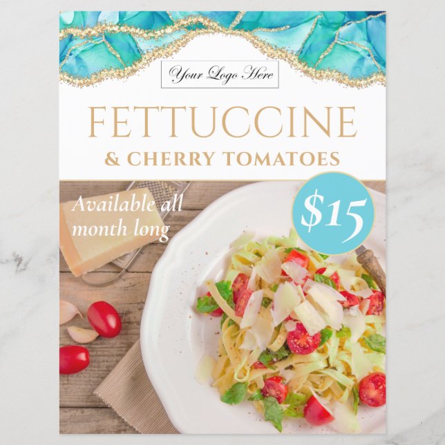 Elegant Blue Watercolor Restaurant Special Poster (Front)