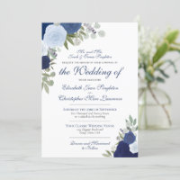 Elegant Blue Watercolor Roses Formal Wedding