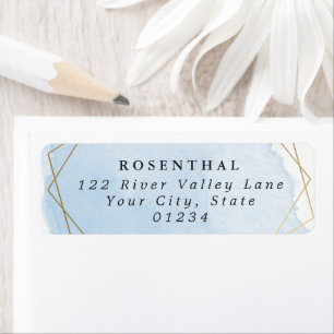 Elegant Blue Watercolor Splash Gold Frame