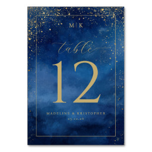 Elegant Blue Watercolor Table Number