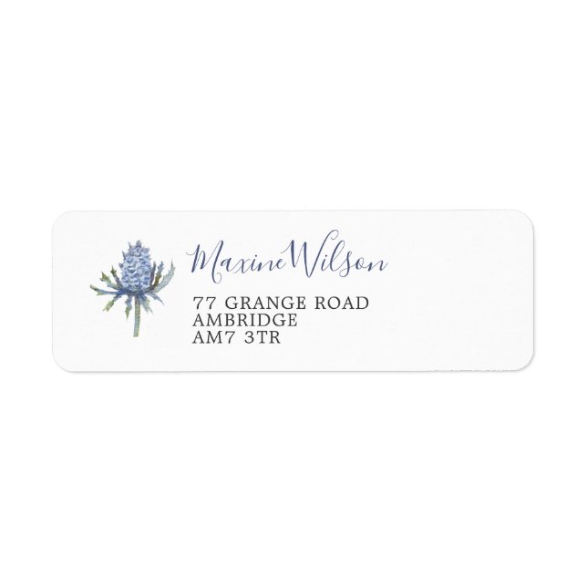 Elegant Blue Watercolor Thistle (Front)