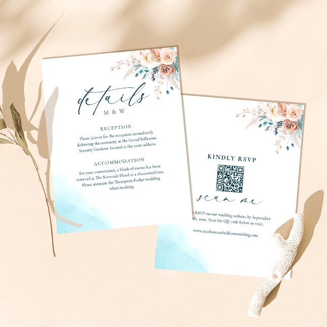 Elegant Blue Watercolor Wedding RSVP Enclosure Card (Creator Uploaded)