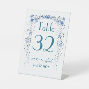 Elegant Blue Watercolor Wedding Table Number Signs