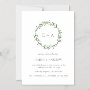 Elegant Blue Watercolor Wreath Wedding Magnetic Invitation