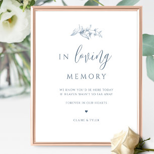 Elegant Blue Wedding In Loving Memory Sign