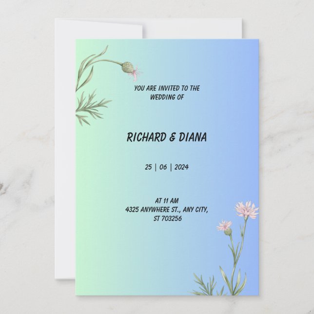 Elegant Blue Wedding Invitation (Front)