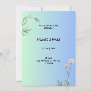 Elegant Blue Wedding Invitation