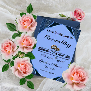Elegant Blue Wedding Invitation