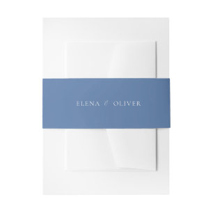 Elegant Blue Wedding Invitation Belly Band