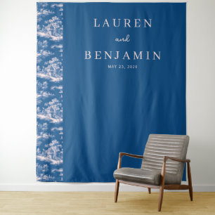 Elegant Blue Wedding Invitation Tapestry