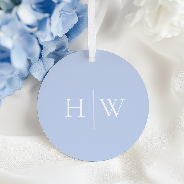 Elegant Blue Wedding Monogram Favour Tags (Creator Uploaded)
