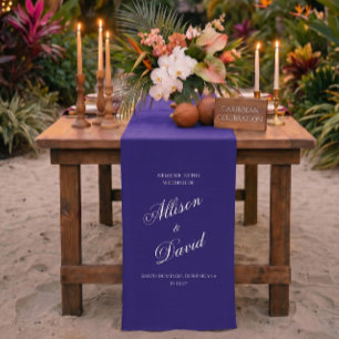 Elegant Blue Wedding Reception Table Decor  Short Table Runner